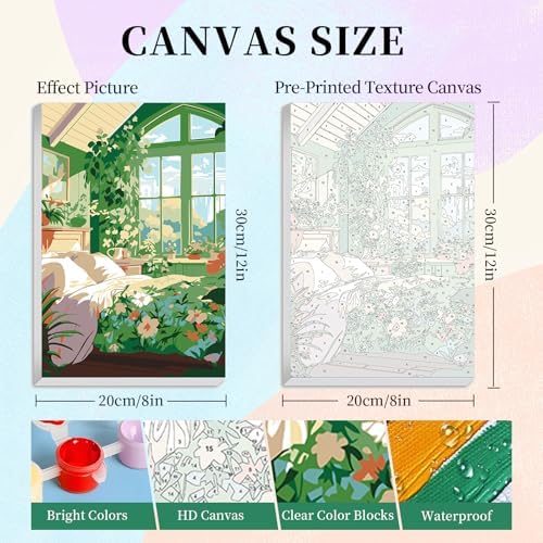 Camocin 4 Pack Framed Paint by Numbers Kit for Adults with Wooden Easel - Image 3