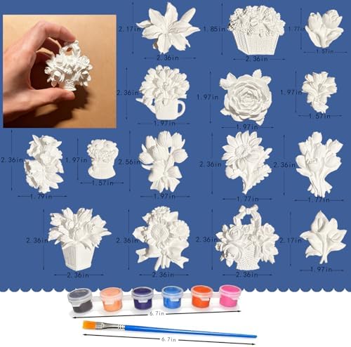 15 Pcs Plaster Painting Kit, Flower Magnet Craft Kit for Adults & Teens - Image 6