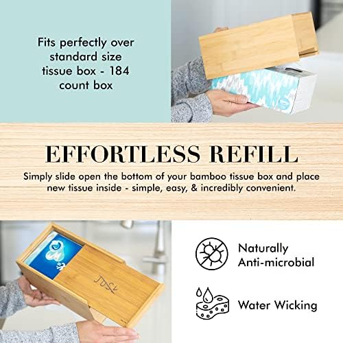 JUSK Design Tissue Box Holder - Modern, Minimalist, and Durable Wooden Tissue Box with Sliding Bottom, Easy-Refill - Premium-Quality Bamboo Tissue Box Cover, Fits 184-Count Box, Rectangular, Pack of 2 - Image 4