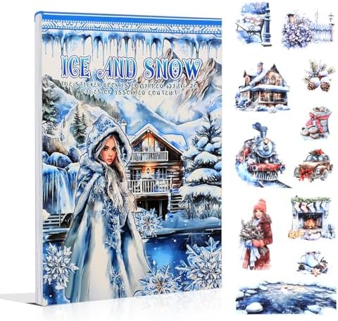 Ice and Snow Winter Scrapbook Stickers for Scrapbooking Supplies, 20 Sheets A5 Washi Paper Transparent PET Die Cut Stickers Book for Journaling, Junk Journal, Collage, Adults Crafts Arts by Dwpetzo