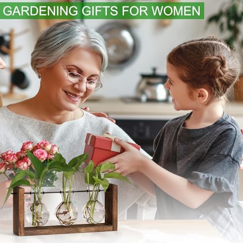 YIBOT Wall Hanging Planter Propagation Station 3 Bulb Glass Flower Vase - Image 5