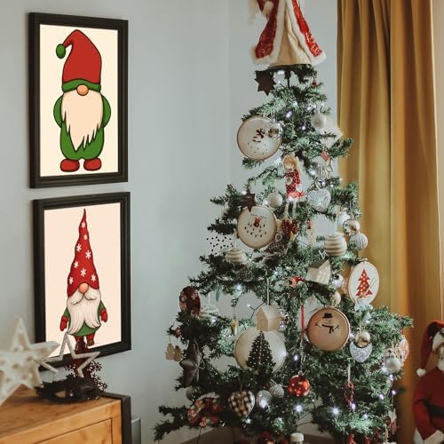 Marspark 12 Set Christmas Gnomes Pre Drawn Canvas Pre Printed Canvas Set - Image 5