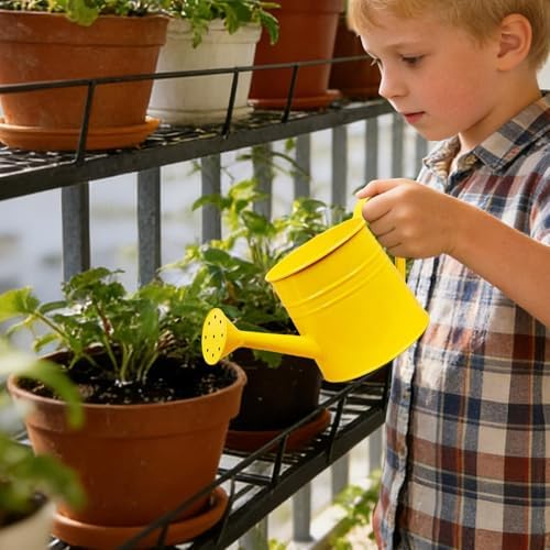 Small Watering Can, 1L Metal Flower Garden Watering Can, Gardening Tool Accessories for Outdoor Indoor Plants Lawn (Yellow) - Image 2