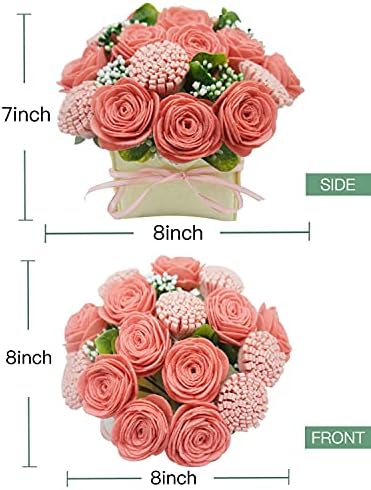 BAZIMA DIY Felt Flower Art Craft Kit, Pink Rose and Carnation Pot Bonsai Kit, Floral Gifts, Beginner Craft Kit, Arrange Pre-Cut Flowers and Foliage - Image 3