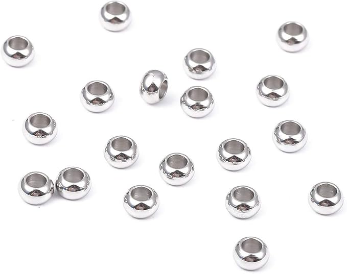 Stainless Steel Spacer Beads 5x3mm Rondelle Loose Charm Caps Beads for DIY Jewelry Making 100pcs with 2.5mm Hole