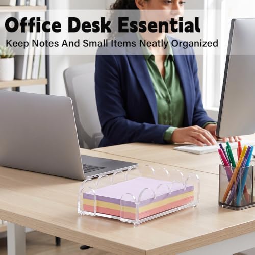 Acrylic Sticky Note Holder 4x6 Inch - Clear Scalloped Cute Note Pad Holder & Sticky Notes Dispenser, Aesthetic Desk Organizer for Office School Home, Memo Pad Holder Desk Accessories - Image 3