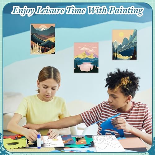 Sherr 12 Pcs Pre Drawn Canvas for Adults,Mountain Lake,8 x 10 Inch - Image 4