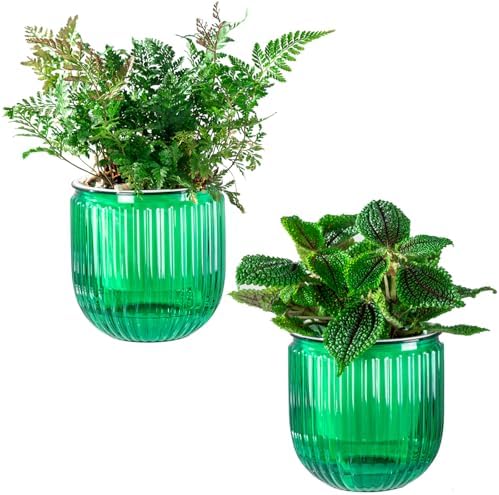 Melphoe Self Watering Pots for Indoor Plants Planter, 4.3 Inch 2 Pack Planters Self Watering Plant Pots for Flower, Houseplants, Succulent, African Violets and Cactus with Drainage by Melphoe