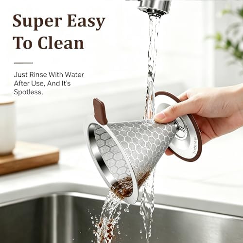 Pour Over Coffee Dripper, Stainless Steel Coffee Filter 600 Mesh Ultra-Fine,Paperless Reusable Coffee Filter,1-2 Cup Portable Single Serve Coffee Maker for Home Office Travel - Image 4