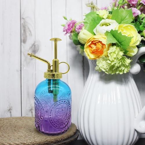 Glass Plant Mister Spray Bottle, 350ML Vintage Plant Spritzer with Top Pump Watering Can for Indoor Outdoor House Plants,Flowers (Blue-Purple Gradient) - Image 5