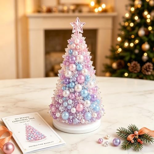 Craft Kits for Adults DIY Beaded Christmas Tree Indoor Desk Decorations Kit by CLNXMT