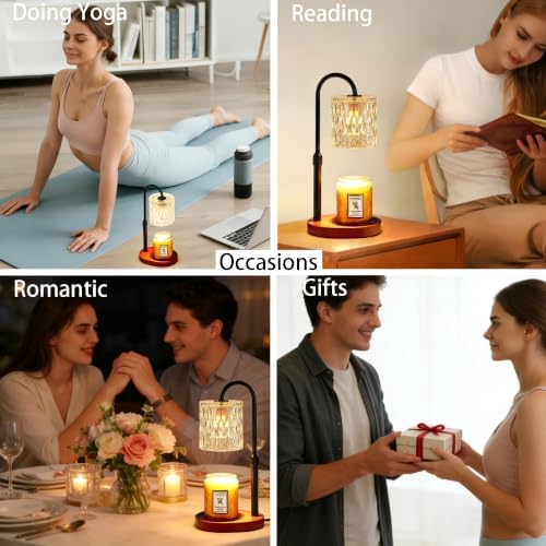 Dreamholder Electric Candle Warmer Lamp with Timer, Dimmable Candle Lamp with Adjustable Height, Wax Melter for Jar Candles Wood Base Floral Home Decor Gifts for Women Mom, Walnut Wood - Image 7