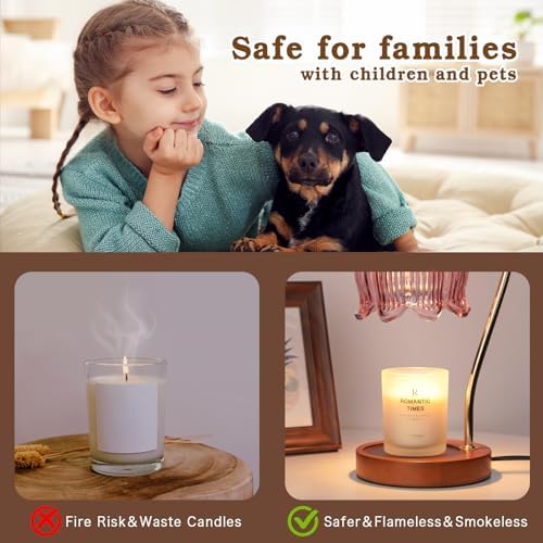 Funistree Flower Candle Warmer Lamp with Timer, Dimmable Candle Lamp Warmer, Christmas Birthday Gifts for Women Mom Her, Housewarming Home Decor, Lotus Wax Warmer for Yankee Candles - Blue&Pink - Image 4