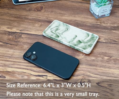 6.4" Porcelain Small Bathroom Narrow Mini Tray - Green - Image 2