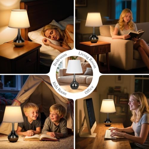 16.1" Touch Table Lamp for Nightstand, 3 Way Dimmable Small Bedroom Lamp - Image 6