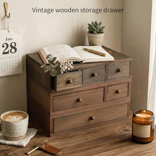 Wooden Desktop Organiser with Multiple Compartments for Offices Home Decoration Storage Box for Stationery Cosmetics Wooden Home Offices Storage - Image 2