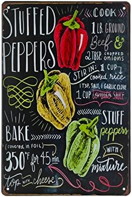 Food Vintage Tin Sign - Stuffed Peppers Retro Metel Sign - Wall Decor wall sign for Kitchen Bakery Cafe Restaurant by TREEPERI