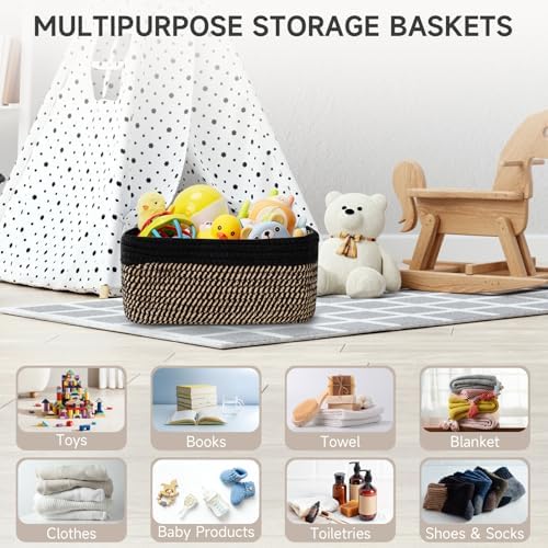 3 Pack Small Storage Baskets for Organizing, 11.8×7.8×5.1", Black Brown - Image 5