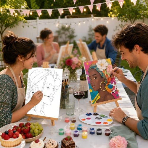 81 Pcs 8-Guest Pre Drawn Canvas Painting Kit, Black Women - Image 5