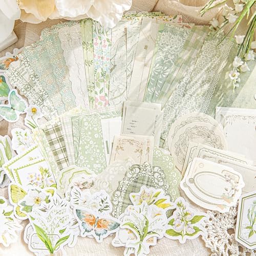 400 Pcs Floral Scrapbook Paper & Stickers, 4 Packs Scrapbook Supplies Kit, Junk Journal Scrapbooking Paper for Journaling, Scrapbooking Embellishments, Planner, Card Making - Image 4