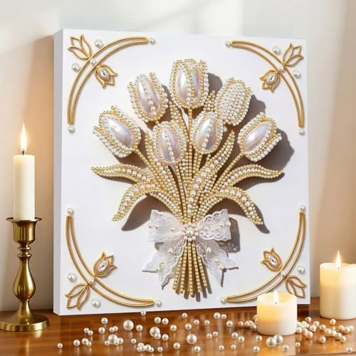 5D DIY Pearl Painting with Frame Floral Theme Handmade Healing Home Wall Decoration Creative 9.84x9.84in Tools -2PCS-3 - Image 2