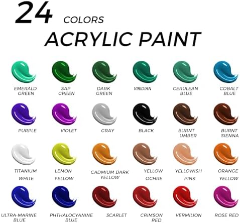 koseibal 24 Color Acrylic Paints Set with Tabletop Easel and Canvas Pad - Image 2