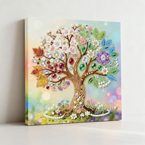 Xylzzuit Pearl Painting Kit with Frame All Inclusive 9.84x9.84IN DIY Gemstone Diamond Art Craft Supplies for Adults Beginners Craft Lovers Living Room Wall Desktop Decor Gift (Tree of Life) - Image 3