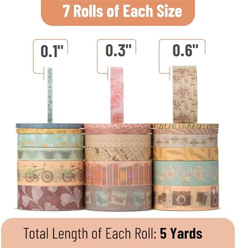 Mr. Pen- Washi Tape Set, 21 Rolls, Assorted Sizes, 5 Yards/Roll - Image 4