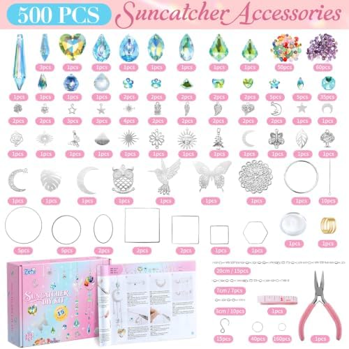 Zefy 500 Pcs DIY Suncatcher Kit, Crystal Art and Crafts for Adults - Image 2