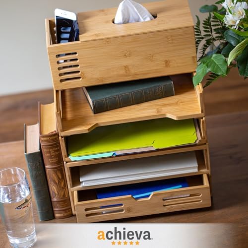 Achieva Bamboo Stackable Side Load Letter Tray, 2pk (71004) - Image 5