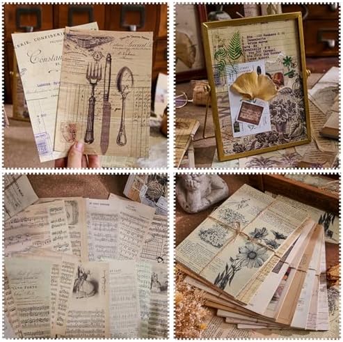 120Pcs Vintage Scrapbook Paper Kit for Junk Journal Supplies Stationery by Unknown