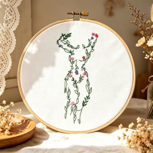 Easy Flower Embroidery Kits for Adults Beginners, Embroidery Starter Kits, Woman Floral Stamped Cross Stitch Kits Needlepoint Kits for Beginners Adults, Embroidery Hoop, Thread, Fabric, Video Tutorial - Image 3