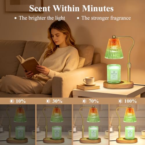 seenlast Red Green Candle Warmer Lamp with Timer Dimmer Adjustable Height,Mothers Day Gifts,Electric Wax Warmer Vintage Home Decor for Scented Jar Candles,Birthday Gifts for Women - Image 5