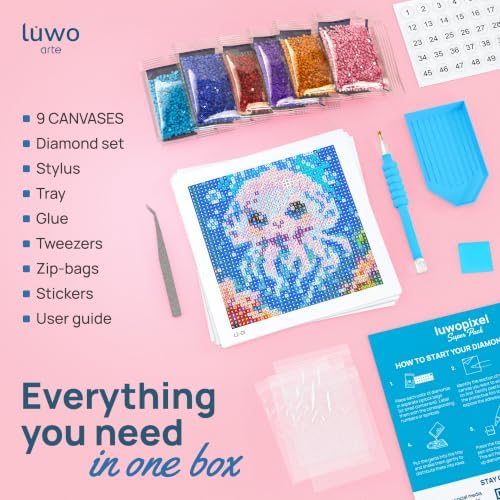 LuwoArte 9 Pack Sea Animals Diamond Art Kits for Adults Beginners - Image 2