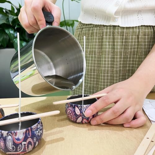 Harnico Candle Making Pouring Pot 1.3L Wax Pouring Pot Candle Making Pitcher with Heat-Resistant Handle and Dripless Pouring Spout Design with Candle Jars, Wicks, Stickers, Centering Device - Image 7