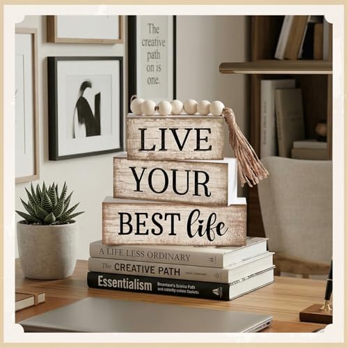 Moucuny 4 Pcs Farmhouse Table Decoration Inspirational Tiered Tray Decor - Image 3