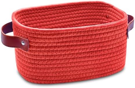 ABenkle Small Storage Basket, Mini Baskets with Handle, Cute Cotton Woven Baskets for Shelves, Boho Decorative Toy Storage Bin for Nursery, Spa, Empty Gift Basket - XS by ABenkle