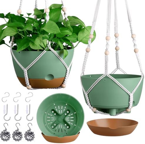 montresor 8/10/12 Inch Self Watering Hanging Planters for Outdoor/Indoor by Montresor