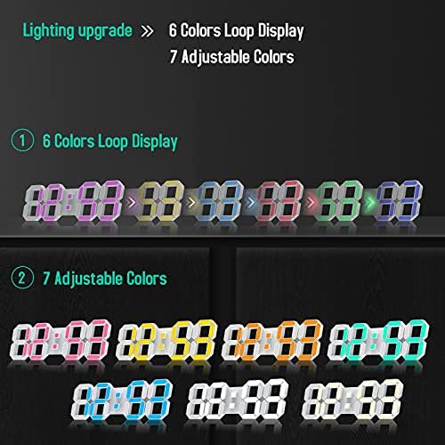 15" Larger 3D LED Wall Clock with Remote Control, 7-Color RGB - Image 3