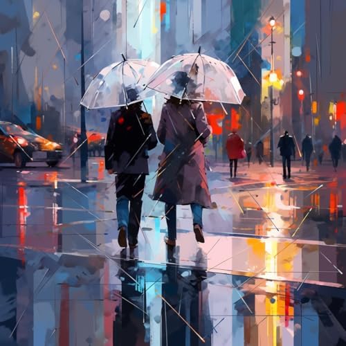 TAOPAOLAB Rainy City Walk Digital Painting Kit for Adults - DIY Couple Under Umbrellas Oil Painting on Canvas 7.87x7.87in, Framed Acrylic Paint Kit, Good for Beginners, Home Decor or Gift Artwork by Unknown
