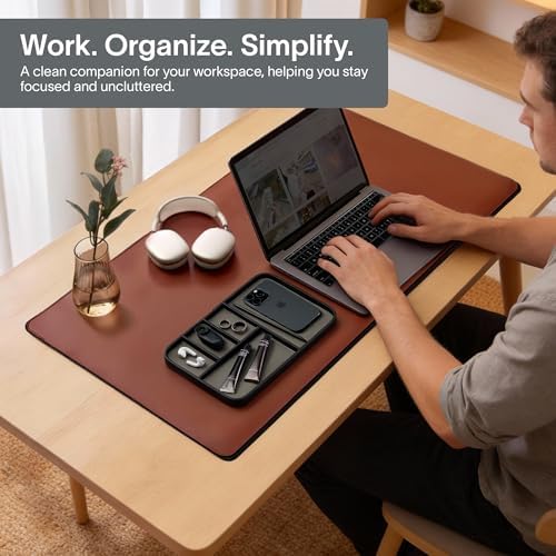Nordik Leather Valet Tray - Large EDC Tray - Pebble Black 11.8 x 7.9 in - Image 4