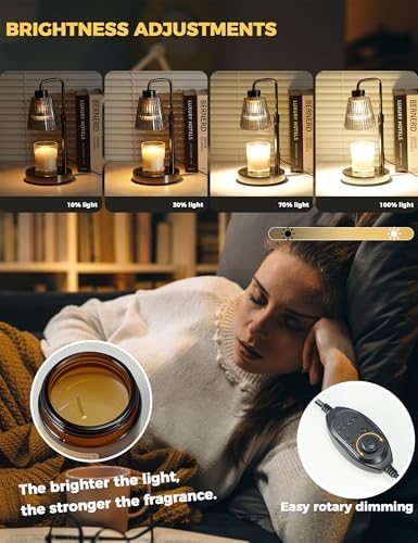 Silver Gray Candle Warmer Lamp with 24h Cycle Timer, Dimmable Wax Warmer - Image 3