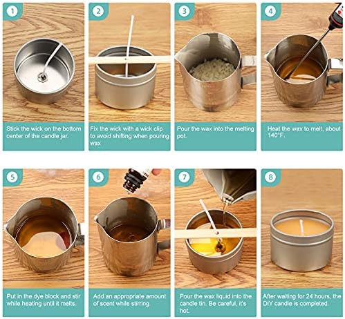 Haccah Complete Candle Making Kit,Candle Making Supplies,DIY Arts and Crafts Kits for Adults,Beginners,Including Wax, Wicks, 6 Kinds of Scents,Dyes,Melting Pot,Candle tins - Image 6