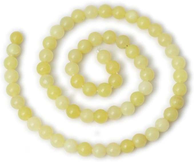 60PCS 6mm Natural Yellow Lemon Jade Gemstone Round Loose Beads for Jewelry Making DIY Findings 1 Strand 15"