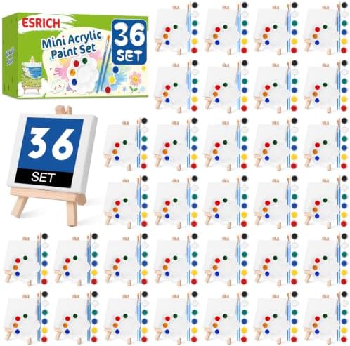 ESRICH 36 Set Mini Canvas Painting Kit, 3x3in Mini Paint Set by ESRICH