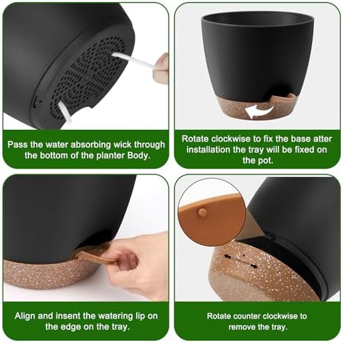 QRRICA 12/10/9 Inch Self Watering Pots for Indoor/Outdoor Plants - Image 2