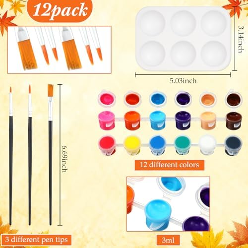 Ctosree 12 Pack Paint and Sip Kit Pre Drawn Canvas, Autumn Harvest, 10x8'' - Image 4