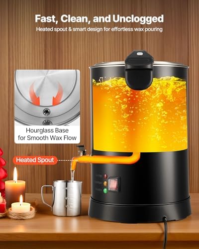VEVOR 20Lbs Wax Melter for Candle Making, Fast and Even Heating, with Easy Pour Spout and Temperature Control, Hourglass Base for Non-Stick Smooth Flow, Wax Melting Pot for Making Candles Soaps - Image 5