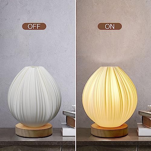 Lotus Small Table Lamp, Vintage Pleated Night Light for Bedside & Decor - Image 2