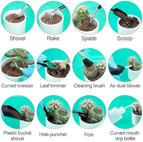 ANPHSIN 20pcs Small Gardening Tools Gifts for Women Beginners, Green - Image 6